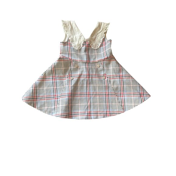 Janie & Jack Girls Plaid Dress 18-24 Months With Ruffled Collar & Button Details - Picture 2 of 6